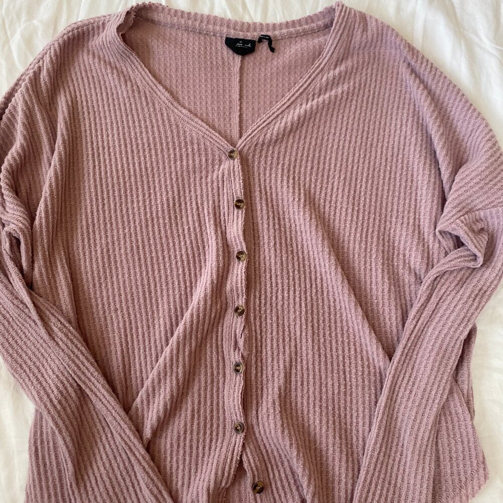 Out From Under By: Urban Outfitters Jojo Waffle Knit button up top